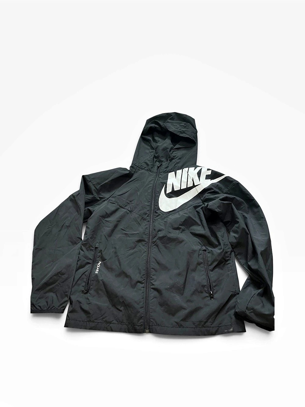 Nike Kids Sportswear Swoosh Hooded Woven Large Logo Jacket Black Medium